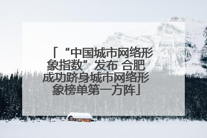 “中国城市网络形象指数”发布 合肥成功跻身城市网络形象榜单第一方阵