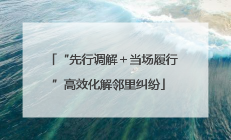 “先行调解＋当场履行”高效化解邻里纠纷