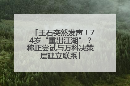 王石突然发声！74岁“重出江湖”？称正尝试与万科决策层建立联系