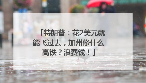 特朗普：花2美元就能飞过去，加州修什么高铁？浪费钱！