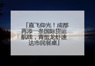 直飞仰光！成都再添一条国际货运航线，青蟹龙虾速达市民餐桌