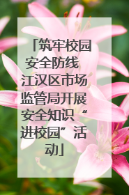 筑牢校园安全防线 江汉区市场监管局开展安全知识“进校园”活动
