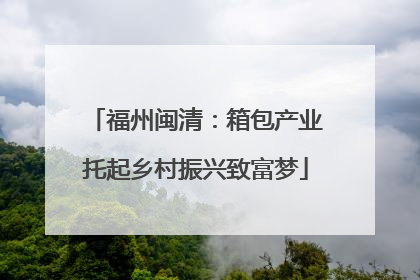 福州闽清：箱包产业托起乡村振兴致富梦