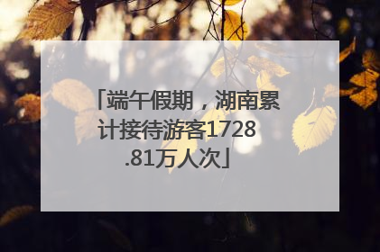端午假期，湖南累计接待游客1728.81万人次