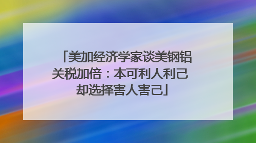 美加经济学家谈美钢铝关税加倍：本可利人利己 却选择害人害己
