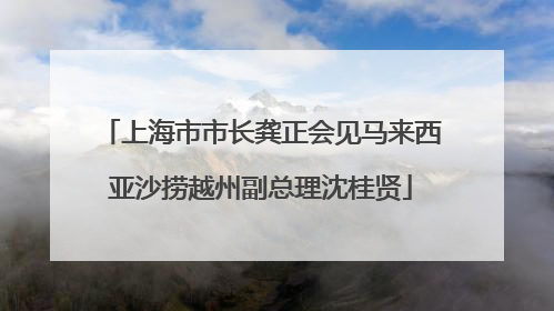 上海市市长龚正会见马来西亚沙捞越州副总理沈桂贤