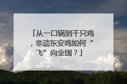 从一口锅到千只鸡，非遗东安鸡如何“飞”向全国？