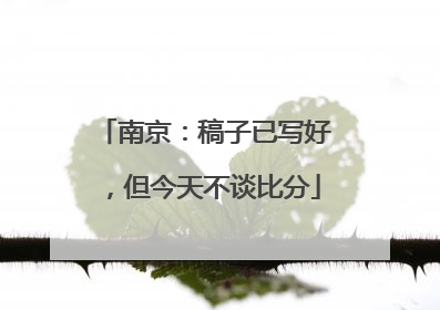 南京：稿子已写好，但今天不谈比分