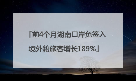 前4个月湖南口岸免签入境外籍旅客增长189%
