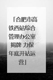 合肥市高铁西站综合管理办公室揭牌 力保年底开站运营
