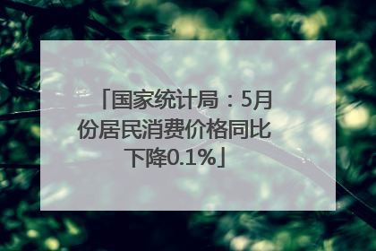 国家统计局：5月份居民消费价格同比下降0.1%