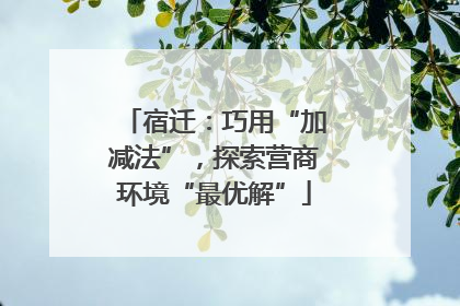 宿迁：巧用“加减法”，探索营商环境“最优解”