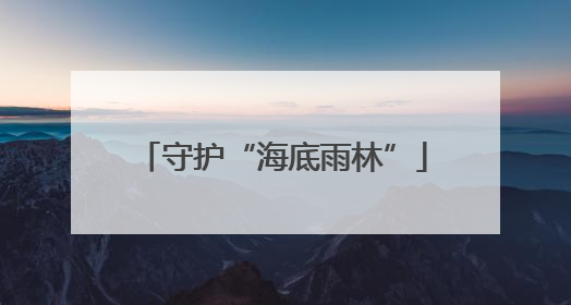 守护“海底雨林”