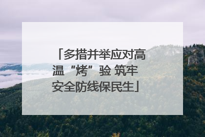 多措并举应对高温“烤”验 筑牢安全防线保民生