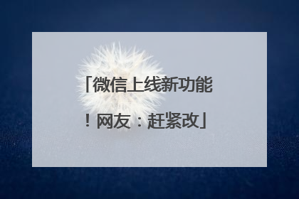 微信上线新功能！网友：赶紧改