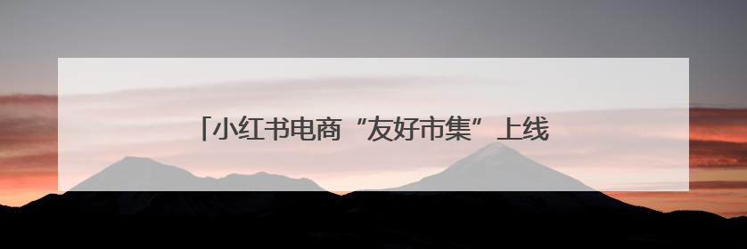小红书电商“友好市集”上线，6月将举办“开业活动”
