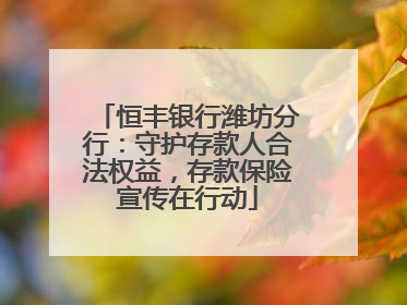 恒丰银行潍坊分行：守护存款人合法权益，存款保险宣传在行动