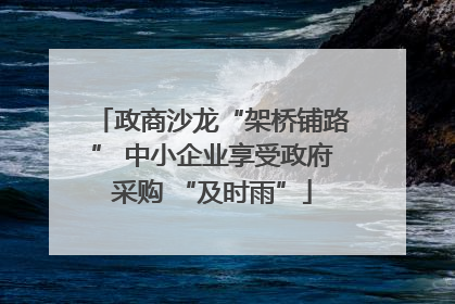 政商沙龙“架桥铺路” 中小企业享受政府采购 “及时雨”