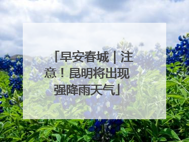 早安春城｜注意！昆明将出现强降雨天气