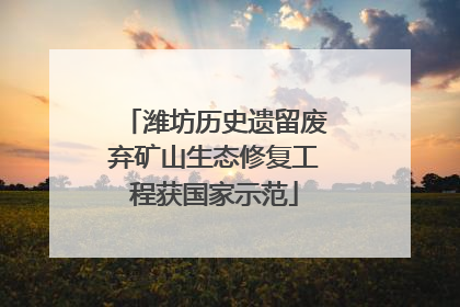 潍坊历史遗留废弃矿山生态修复工程获国家示范