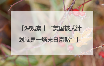 深观察丨“美国核武计划就是一场末日豪赌”