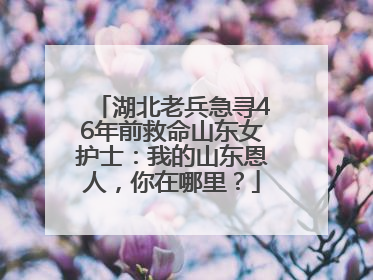 湖北老兵急寻46年前救命山东女护士：我的山东恩人，你在哪里？