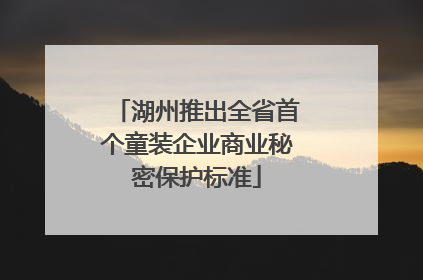 湖州推出全省首个童装企业商业秘密保护标准
