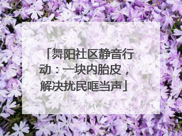舞阳社区静音行动：一块内胎皮，解决扰民哐当声