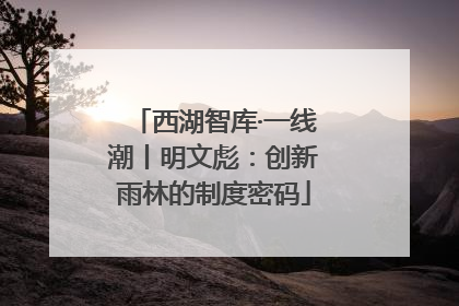 西湖智库·一线潮丨明文彪：创新雨林的制度密码