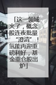 这一领域火了，概念股连夜批量“澄清”！氢能再迎重磅利好，基金重仓股出炉