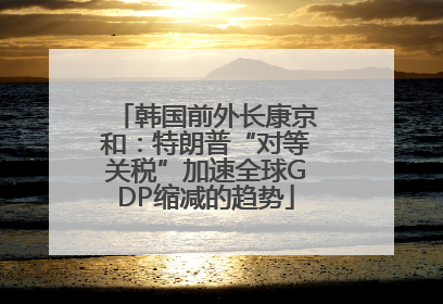 韩国前外长康京和：特朗普“对等关税”加速全球GDP缩减的趋势