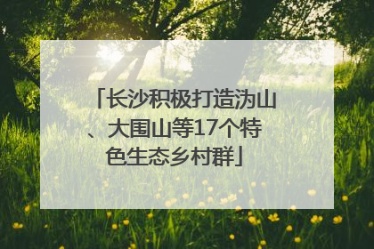 长沙积极打造沩山、大围山等17个特色生态乡村群