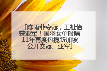陈雨菲夺冠，王祉怡获亚军！国羽女单时隔11年再度包揽新加坡公开赛冠、亚军