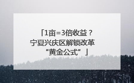 1亩=3倍收益？宁夏兴庆区解锁改革“黄金公式”