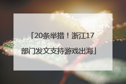20条举措！浙江17部门发文支持游戏出海