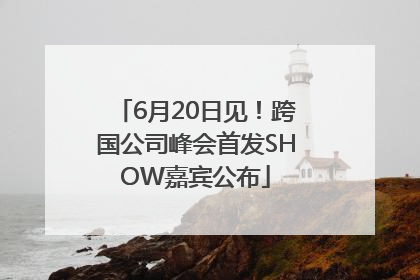 6月20日见！跨国公司峰会首发SHOW嘉宾公布